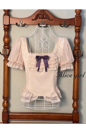 Alice Girl Yesterday Morning Fog Short Sleeve Blouse(4th Pre-Order/6 Colours/Full Payment Without Shipping)
